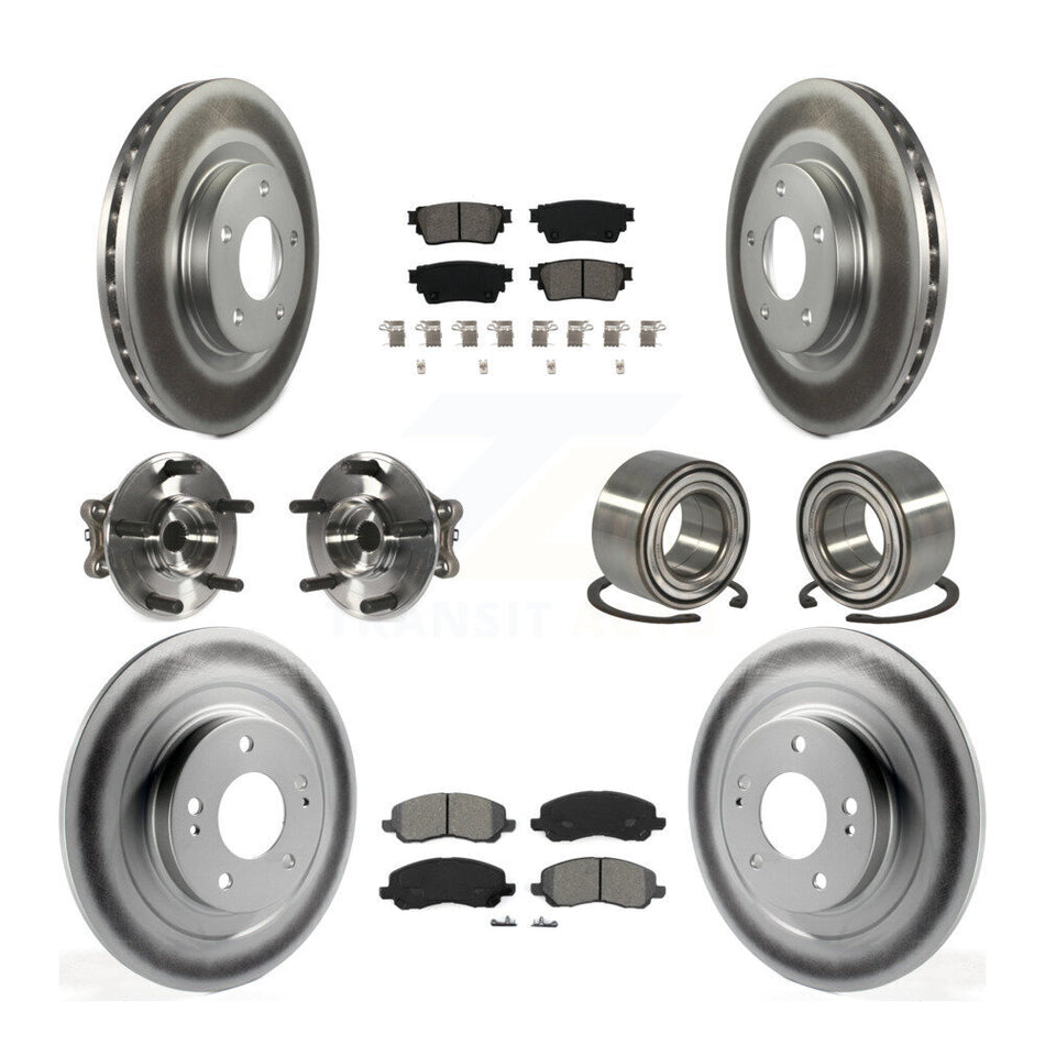 Front Rear Hub Bearing Coat Brake Rotor Pad Kit (10Pc) For 17-20 Mitsubishi Outlander AWD KBB-122940