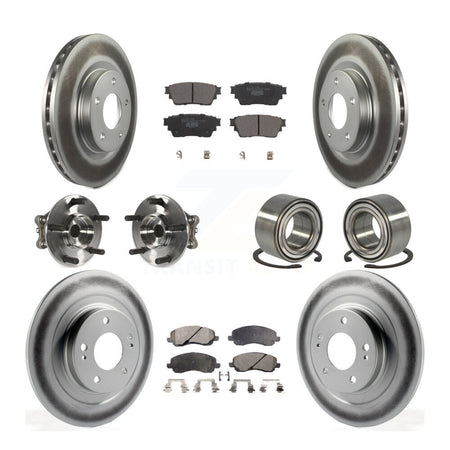 Front Rear Hub Bearing Coat Brake Rotor Pad Kit (10Pc) For 17-20 Mitsubishi Outlander AWD KBB-122942