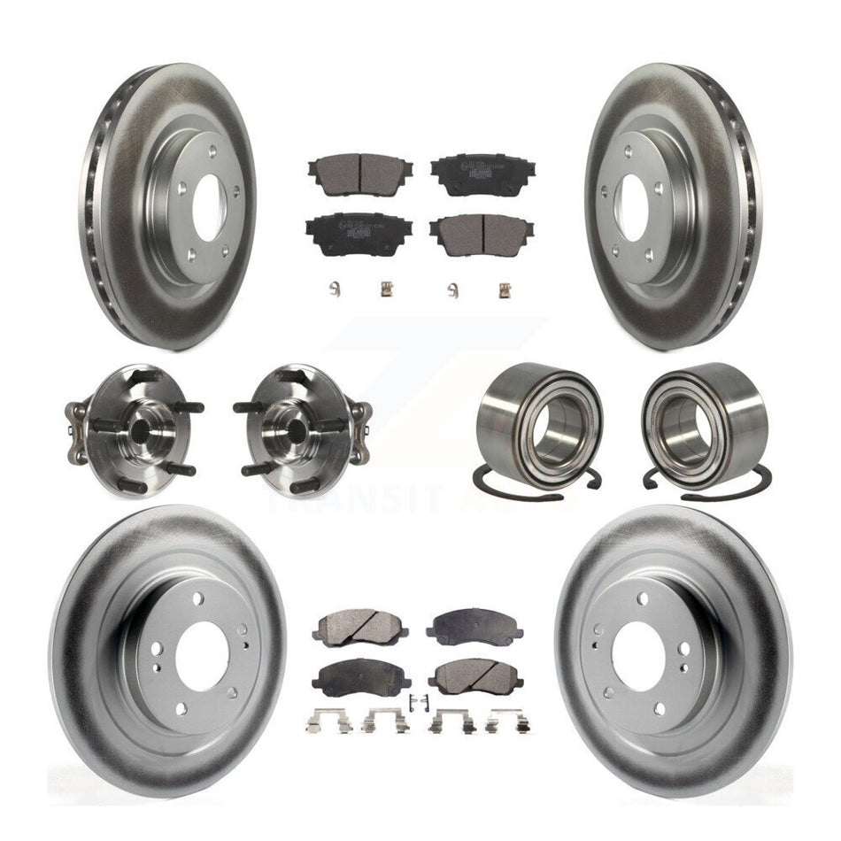 Front Rear Hub Bearing Coat Brake Rotor Pad Kit (10Pc) For 17-20 Mitsubishi Outlander AWD KBB-122942