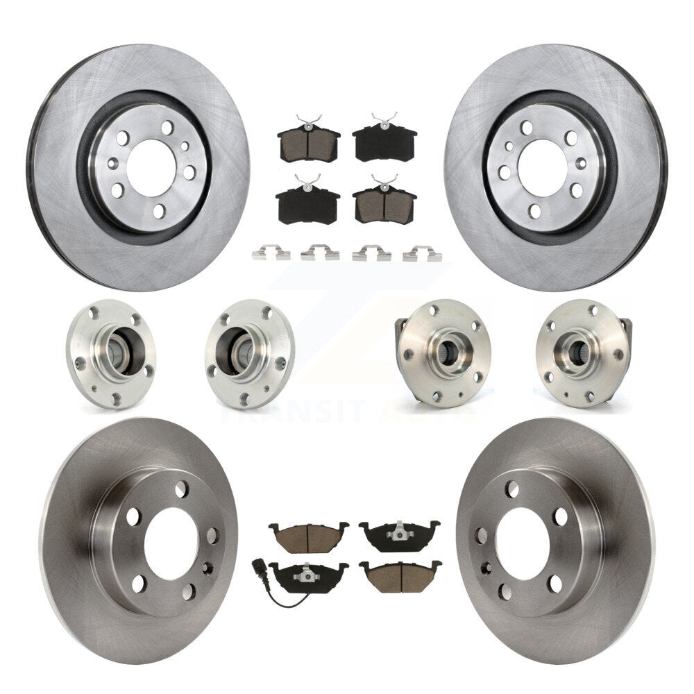 Front Rear Hub Bearings Disc Brake Rotors And Pads Kit (10Pc) For Volkswagen Golf City KBB-122954