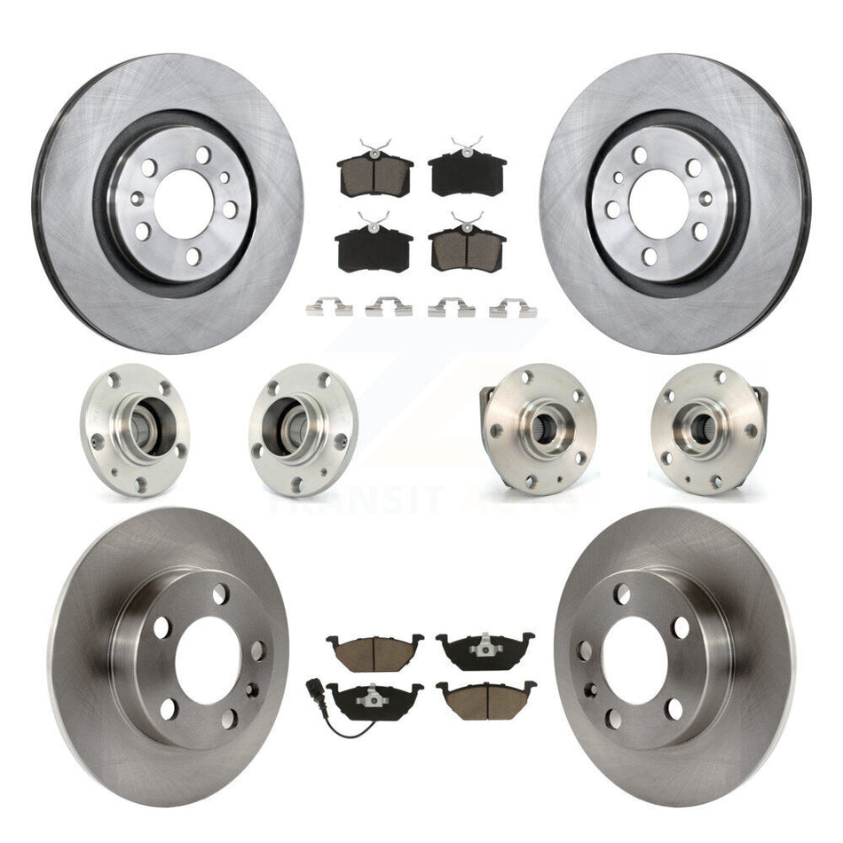 Front Rear Hub Bearings Disc Brake Rotors And Pads Kit (10Pc) For Volkswagen Golf City KBB-122954