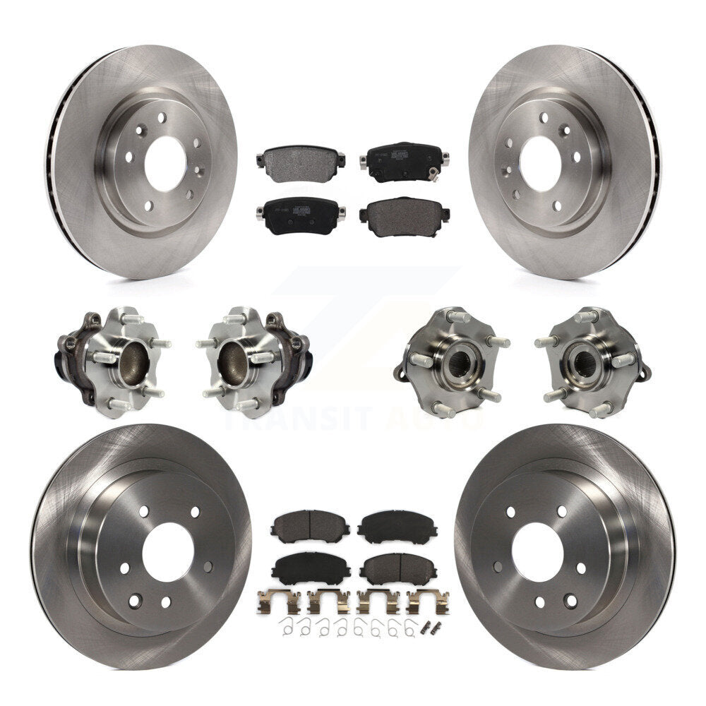 Front Rear Hub Bearing Brake Rotor Pads Kit (10Pc) For 2019 Nissan Rogue Sport S with FWD KBB-122960