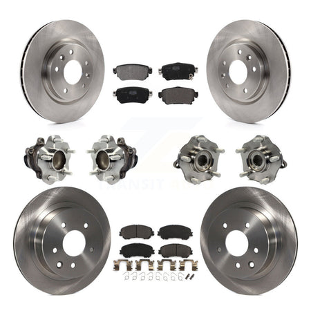 Front Rear Hub Bearing Brake Rotor Pads Kit (10Pc) For 2019 Nissan Rogue Sport S with FWD KBB-122960