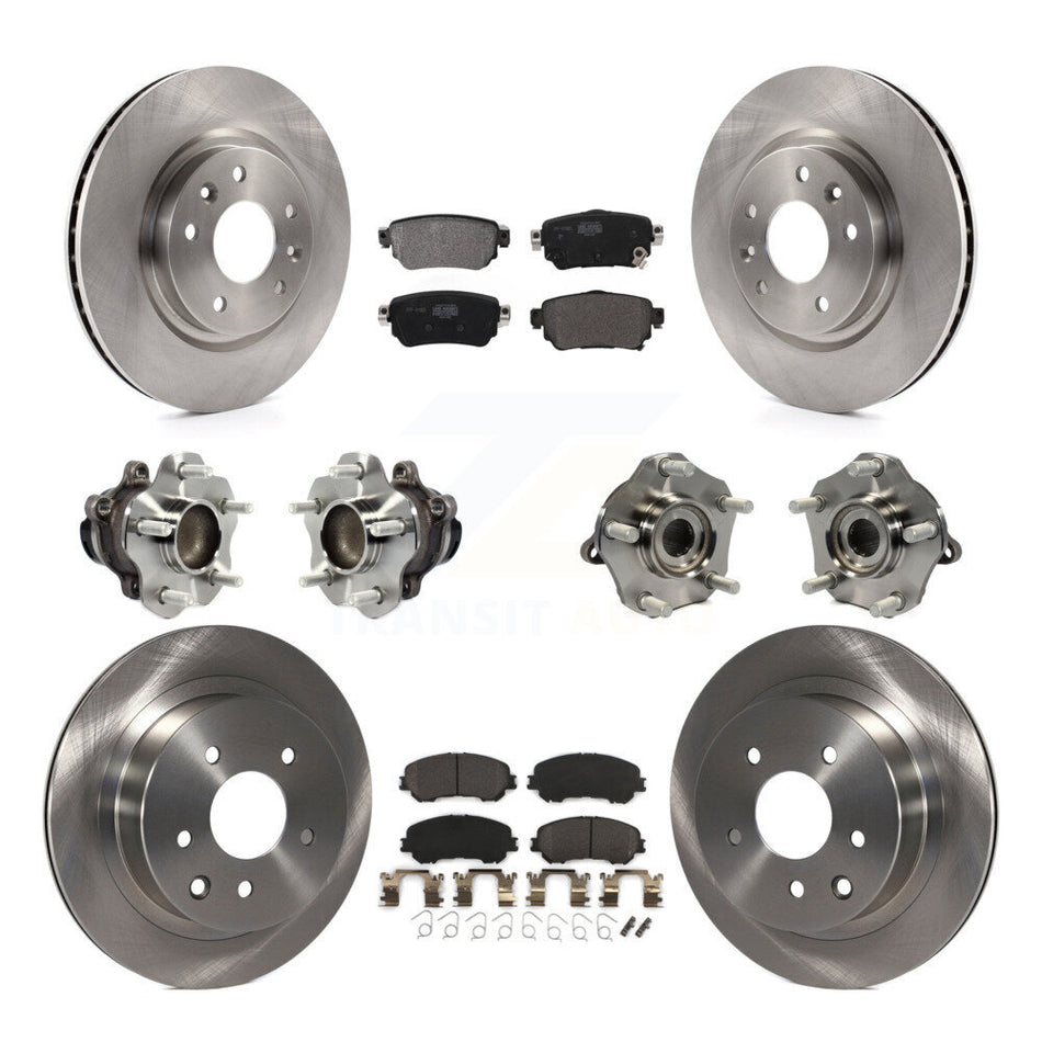 Front Rear Hub Bearing Brake Rotor Pads Kit (10Pc) For 2019 Nissan Rogue Sport S with FWD KBB-122960