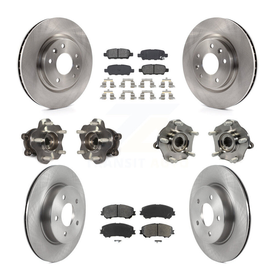 Front Rear Hub Bearings Assembly Disc Brake Rotors And Semi-Metallic Pads Kit (10Pc) For 2019-2019 Nissan Rogue Sport Qashqai With Manual Parking SL with AWD KBB-122967