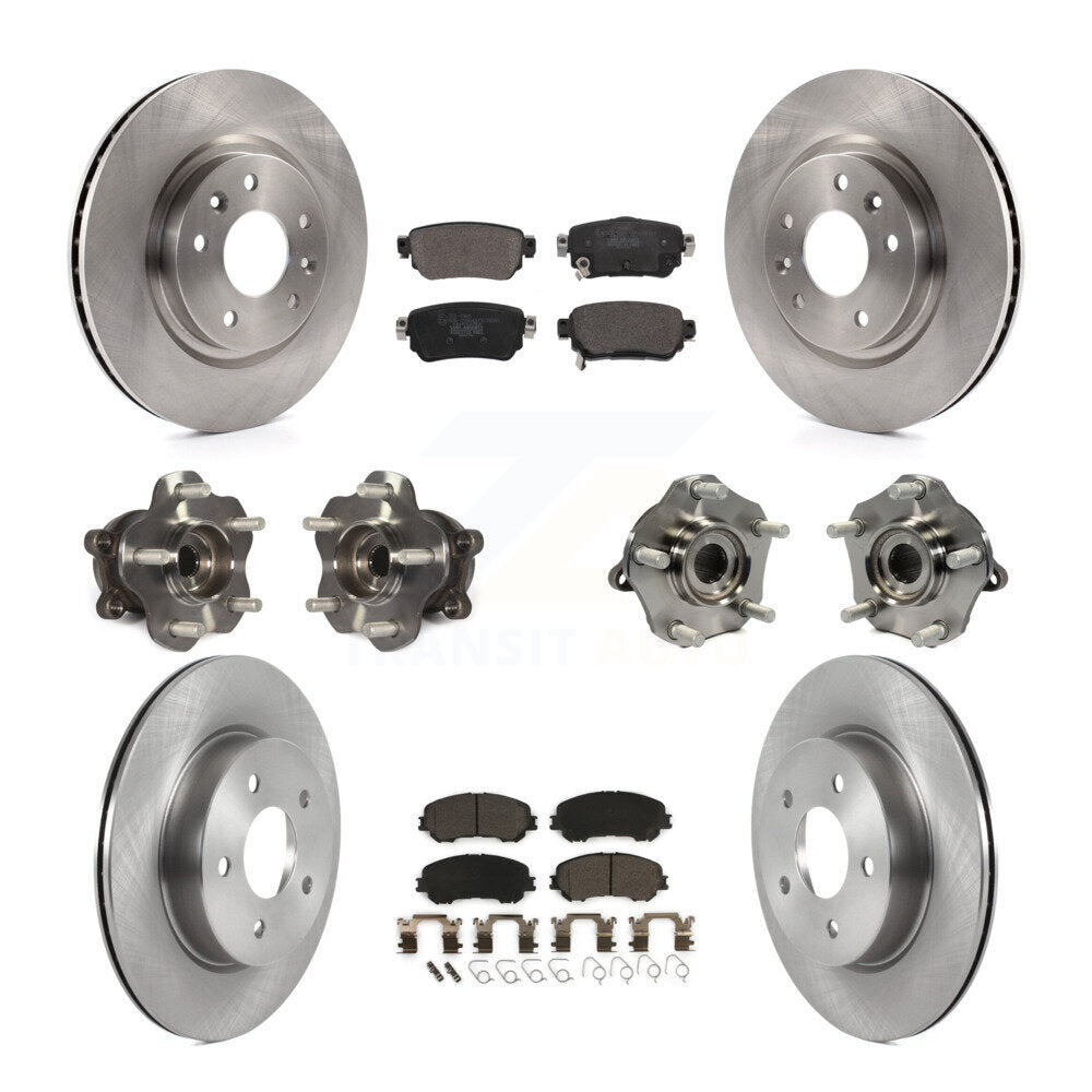Front Rear Hub Bearing Disc Brake Rotor And Pad Kit (10Pc) For Nissan Rogue Sport Qashqai KBB-122969