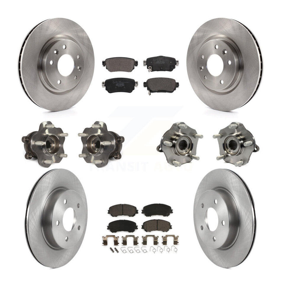 Front Rear Hub Bearing Disc Brake Rotor And Pad Kit (10Pc) For Nissan Rogue Sport Qashqai KBB-122969