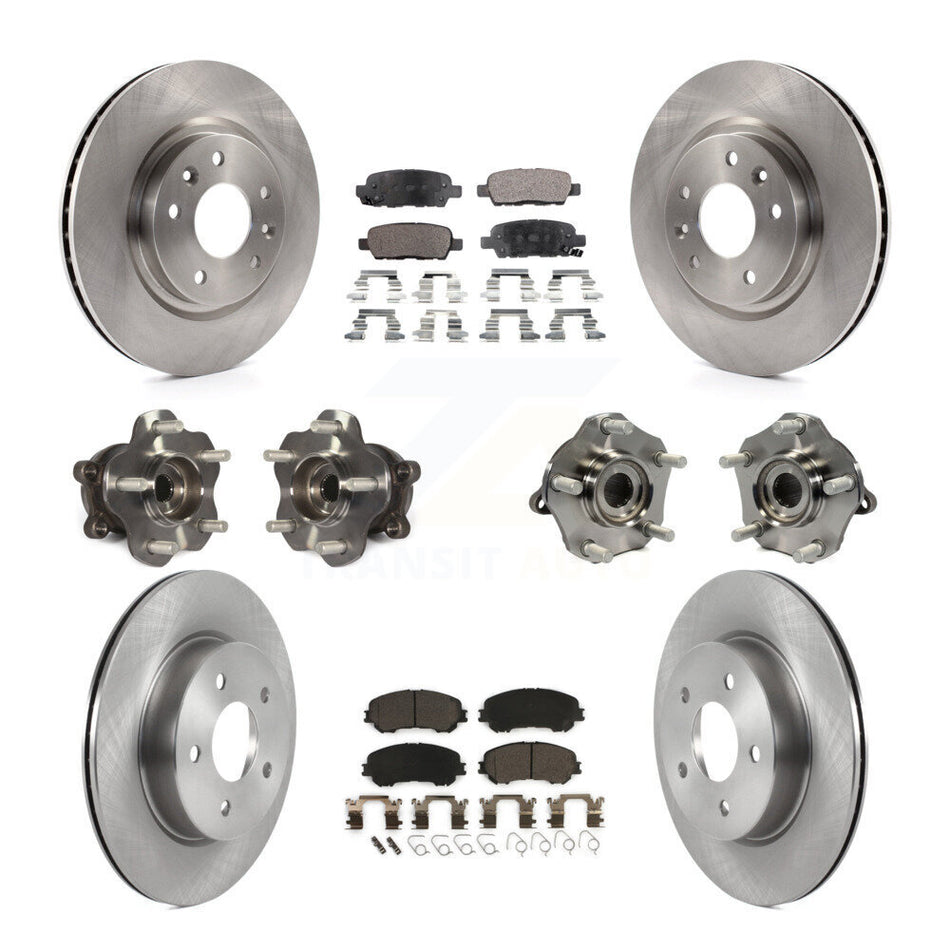 Front Rear Hub Bearings Assembly Disc Brake Rotors And Ceramic Pads Kit (10Pc) For 2019-2019 Nissan Rogue Sport Qashqai With Manual Parking SL with AWD KBB-122970