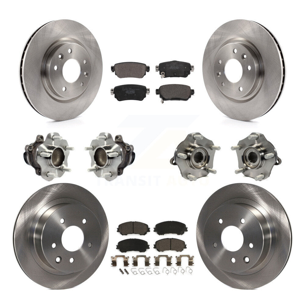 Front Rear Hub Bearing Brake Rotor Pads Kit (10Pc) For 2019 Nissan Rogue Sport S with FWD KBB-122973
