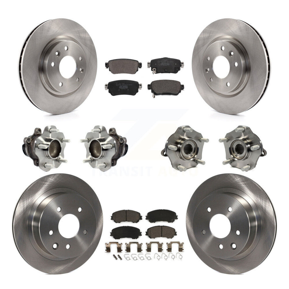 Front Rear Hub Bearing Brake Rotor Pads Kit (10Pc) For 2019 Nissan Rogue Sport S with FWD KBB-122973