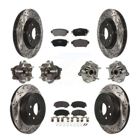 Front Rear Hub Bearing Coat Brake Rotor Pads Kit (10Pc) For Nissan Rogue Sport S with AWD KBB-122981