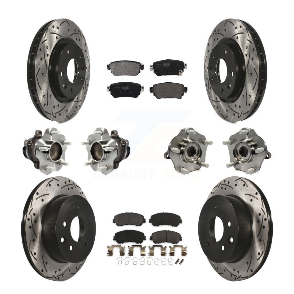 Front Rear Hub Bearing Coat Brake Rotor Pads Kit (10Pc) For Nissan Rogue Sport S with FWD KBB-122982