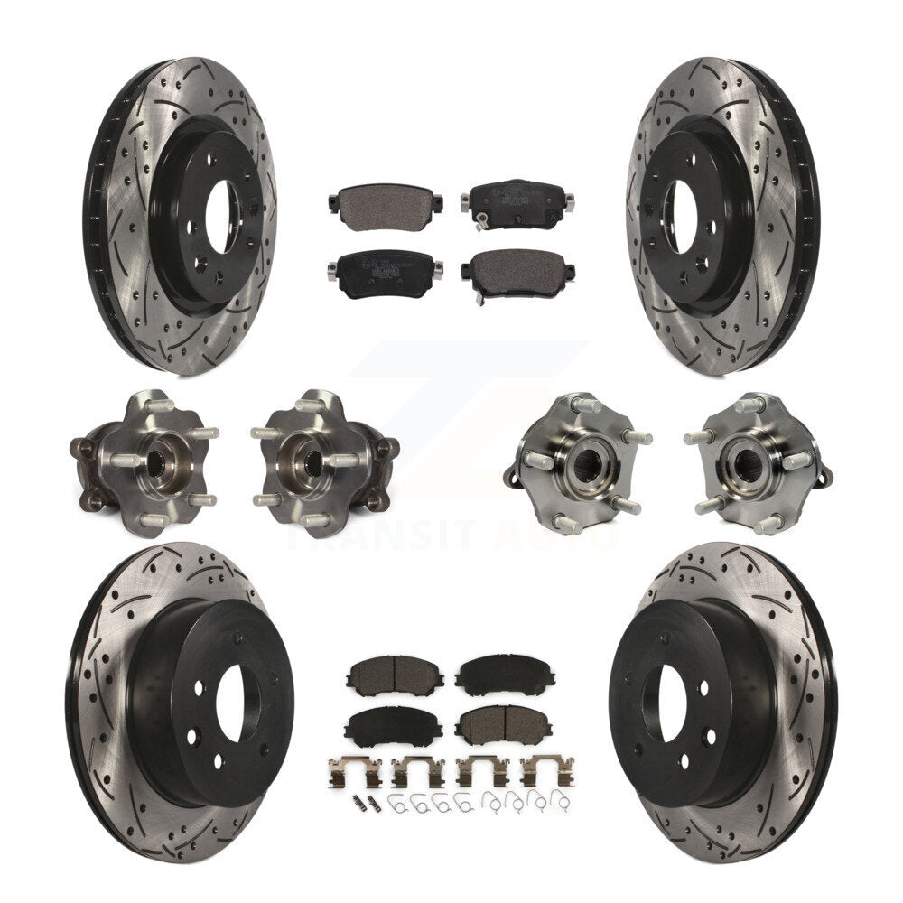 Front Rear Hub Bearing Coat Brake Rotor Pads Kit (10Pc) For Nissan Rogue Sport S with AWD KBB-122983