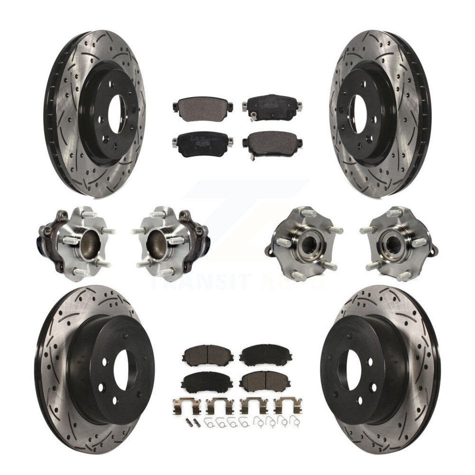 Front Rear Hub Bearing Coat Brake Rotor Pads Kit (10Pc) For Nissan Rogue Sport S with FWD KBB-122984