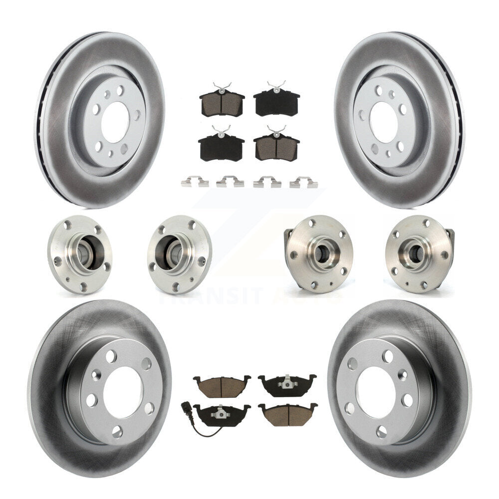 Front Rear Hub Bearing Coated Disc Brake Rotor & Pads Kit (10Pc) For Volkswagen Golf City KBB-122989