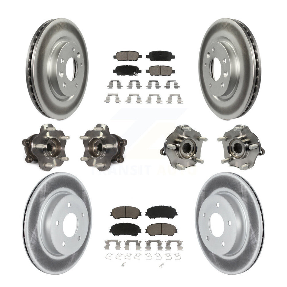 Front Rear Hub Bearings Assembly Coated Disc Brake Rotors And Ceramic Pads Kit (10Pc) For 2019-2019 Nissan Rogue Sport Qashqai With Manual Parking SL with AWD KBB-122990