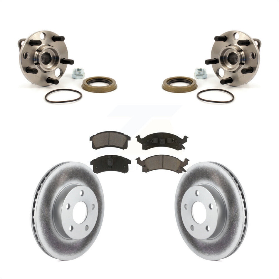 Front Hub Bearing Assembly Coated Brake Rotor Pads Kit For Chevrolet Cavalier Pontiac Sunfire Grand Am Buick Skylark Corsica Oldsmobile Achieva Beretta Sunbird Cutlass Calais KBB-122992