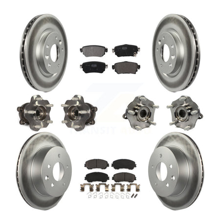Front Rear Hub Bearing Coat Brake Rotor Pads Kit (10Pc) For Nissan Rogue Sport S with AWD KBB-122994