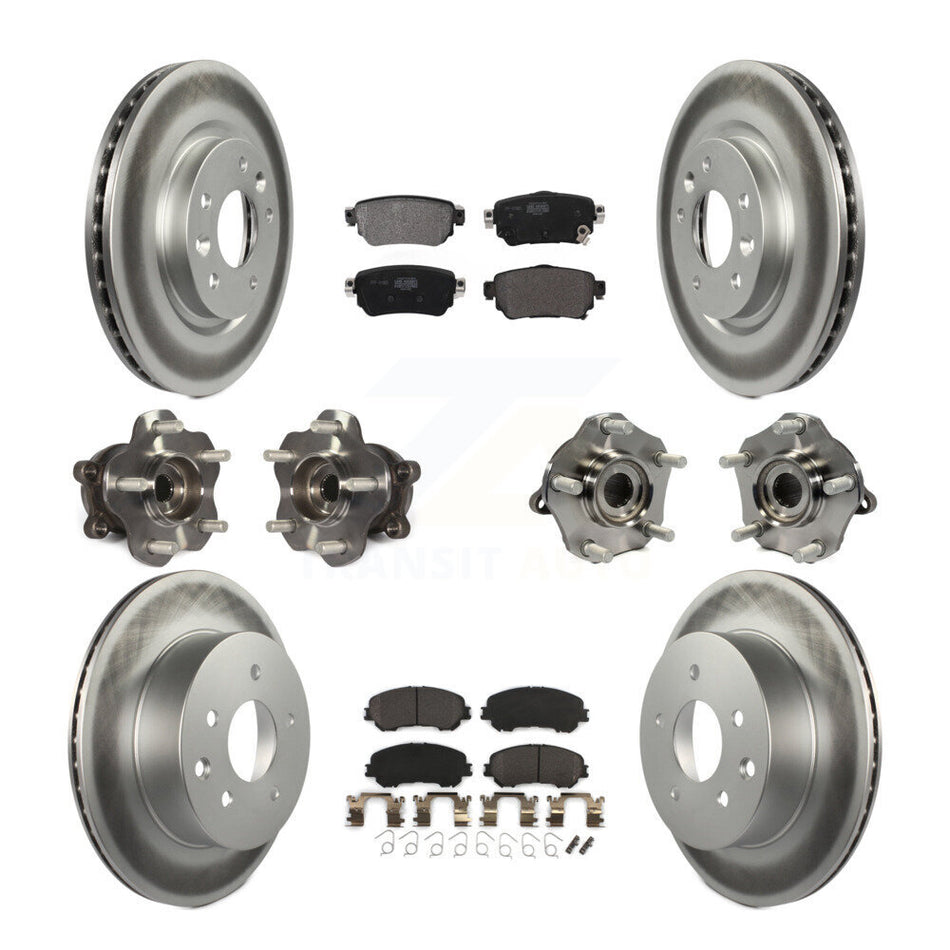 Front Rear Hub Bearing Coat Brake Rotor Pads Kit (10Pc) For Nissan Rogue Sport S with AWD KBB-122994