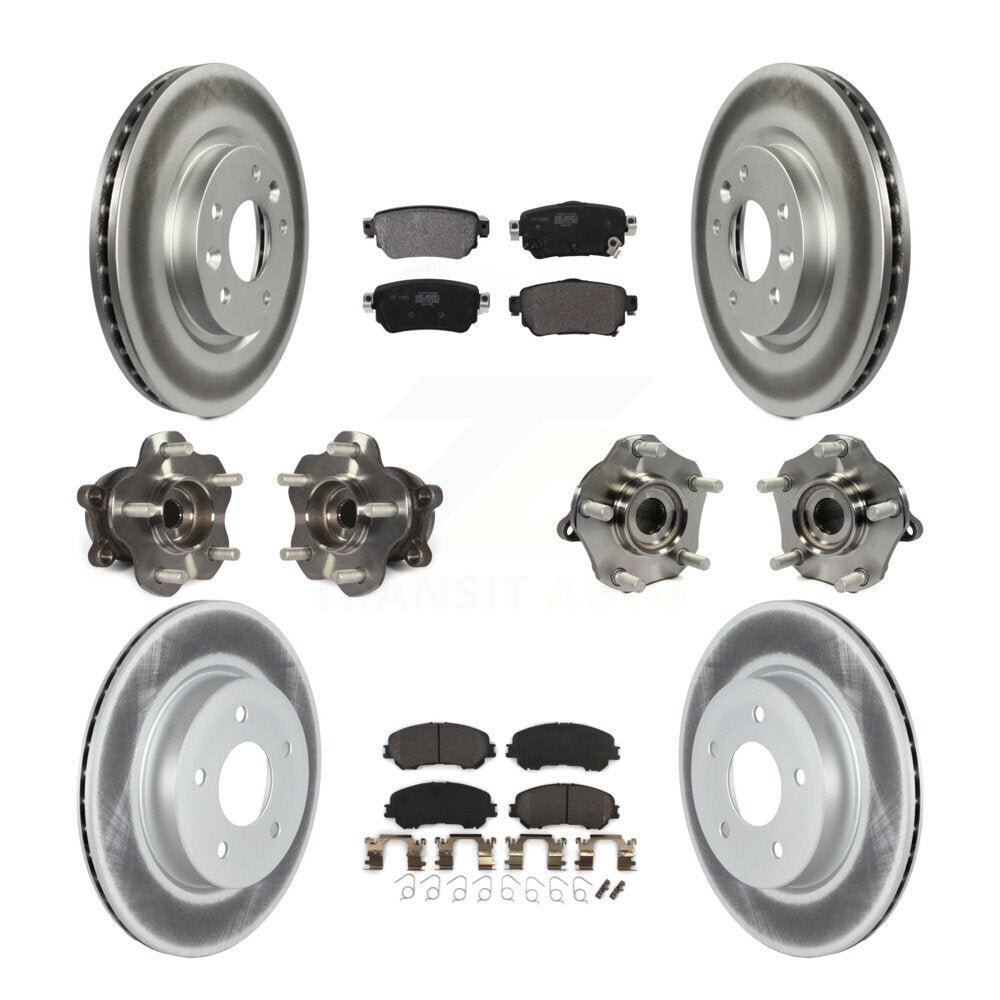 Front Rear Hub Bearing Coated Brake Rotor & Pad Kit (10Pc) For Nissan Rogue Sport Qashqai KBB-122995