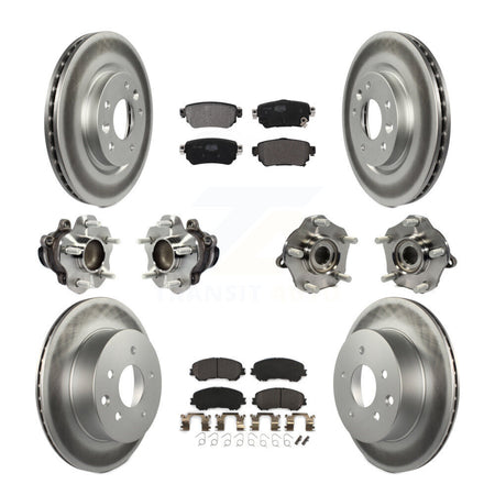 Front Rear Hub Bearing Coat Brake Rotor Pads Kit (10Pc) For Nissan Rogue Sport S with FWD KBB-122998