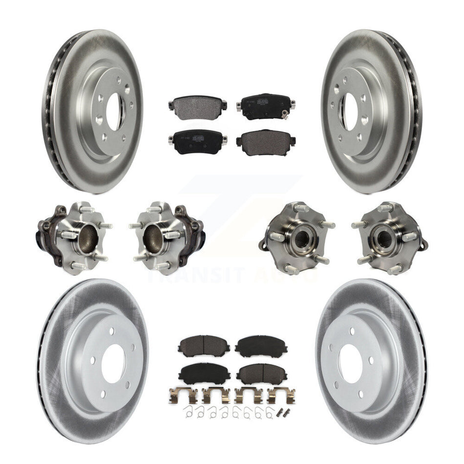 Front Rear Hub Bearing Coated Brake Rotor & Pad Kit (10Pc) For Nissan Rogue Sport Qashqai KBB-122999