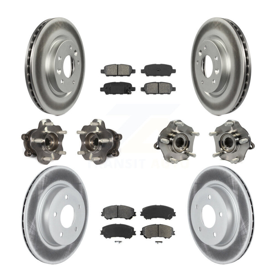 Front Rear Hub Bearings Assembly Coated Disc Brake Rotors And Semi-Metallic Pads Kit (10Pc) For 2019-2019 Nissan Rogue Sport Qashqai With Manual Parking SL with AWD KBB-123005