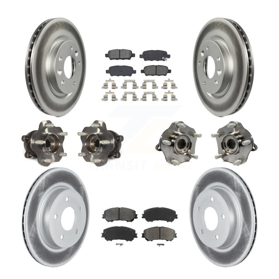Front Rear Hub Bearings Assembly Coated Disc Brake Rotors And Semi-Metallic Pads Kit (10Pc) For 2019-2019 Nissan Rogue Sport Qashqai With Manual Parking SL with AWD KBB-123005