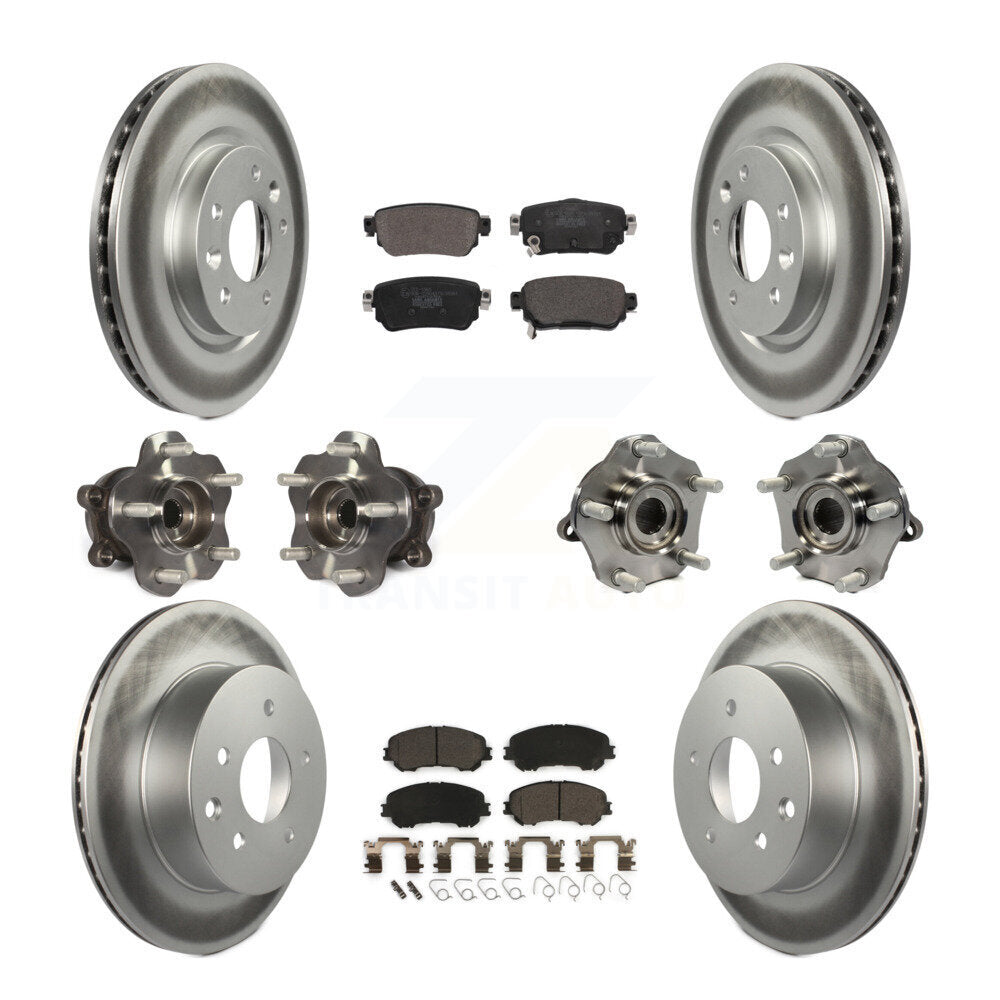 Front Rear Hub Bearing Coat Brake Rotor Pads Kit (10Pc) For Nissan Rogue Sport S with AWD KBB-123011
