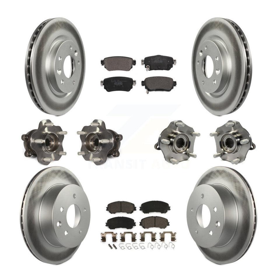 Front Rear Hub Bearing Coat Brake Rotor Pads Kit (10Pc) For Nissan Rogue Sport S with AWD KBB-123011