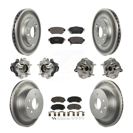 Front Rear Hub Bearing Coat Brake Rotor Pads Kit (10Pc) For Nissan Rogue Sport S with FWD KBB-123012