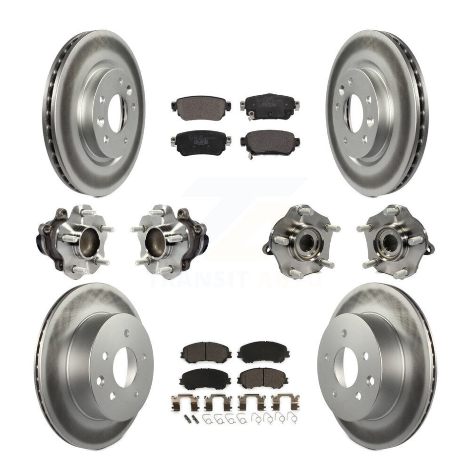 Front Rear Hub Bearing Coat Brake Rotor Pads Kit (10Pc) For Nissan Rogue Sport S with FWD KBB-123012