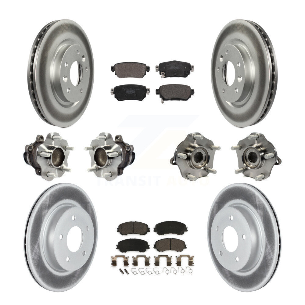 Front Rear Hub Bearing Coated Brake Rotor & Pad Kit (10Pc) For Nissan Rogue Sport Qashqai KBB-123014