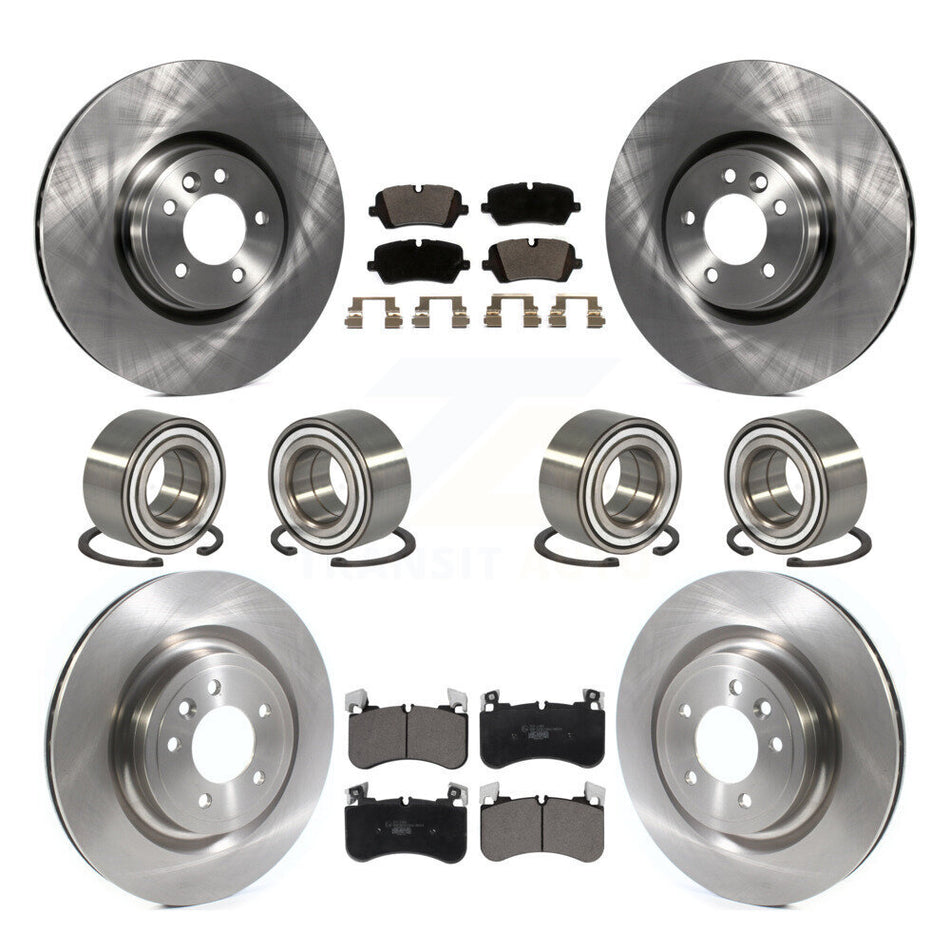 Front Rear Wheel Bearings Disc Brake Rotors And Ceramic Pads Kit (10Pc) For 2018 Land Rover Range HSE with 3.0L Supercharged KBB-123018