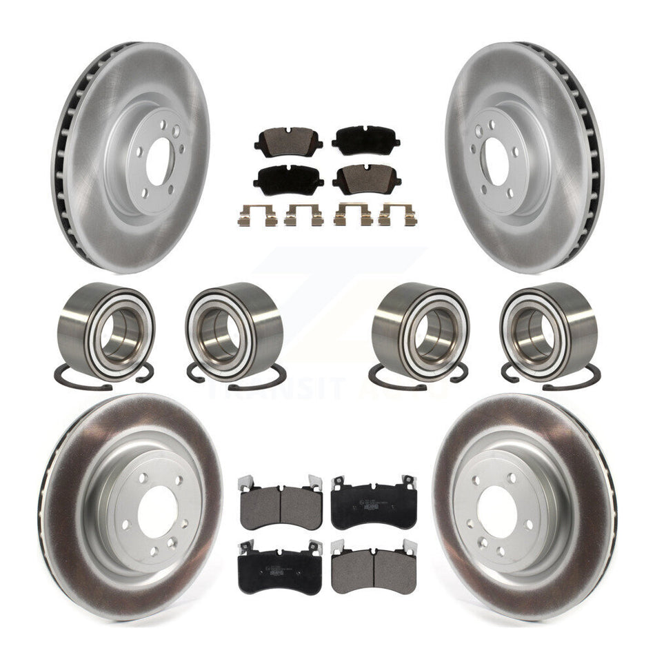 Front Rear Wheel Bearings Coated Disc Brake Rotors And Ceramic Pads Kit (10Pc) For 2018 Land Rover Range HSE with 3.0L Supercharged KBB-123028