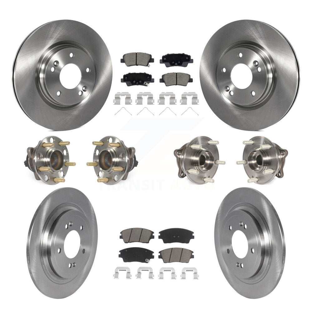 Front Rear Hub Bearing Disc Brake Rotor & Pads Kit (10Pc) For Kia Sportage Hyundai Tucson KBB-123038