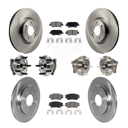 Front Rear Hub Bearings Disc Brake Rotors And Ceramic Pads Kit (10Pc) For Kia Sportage KBB-123039