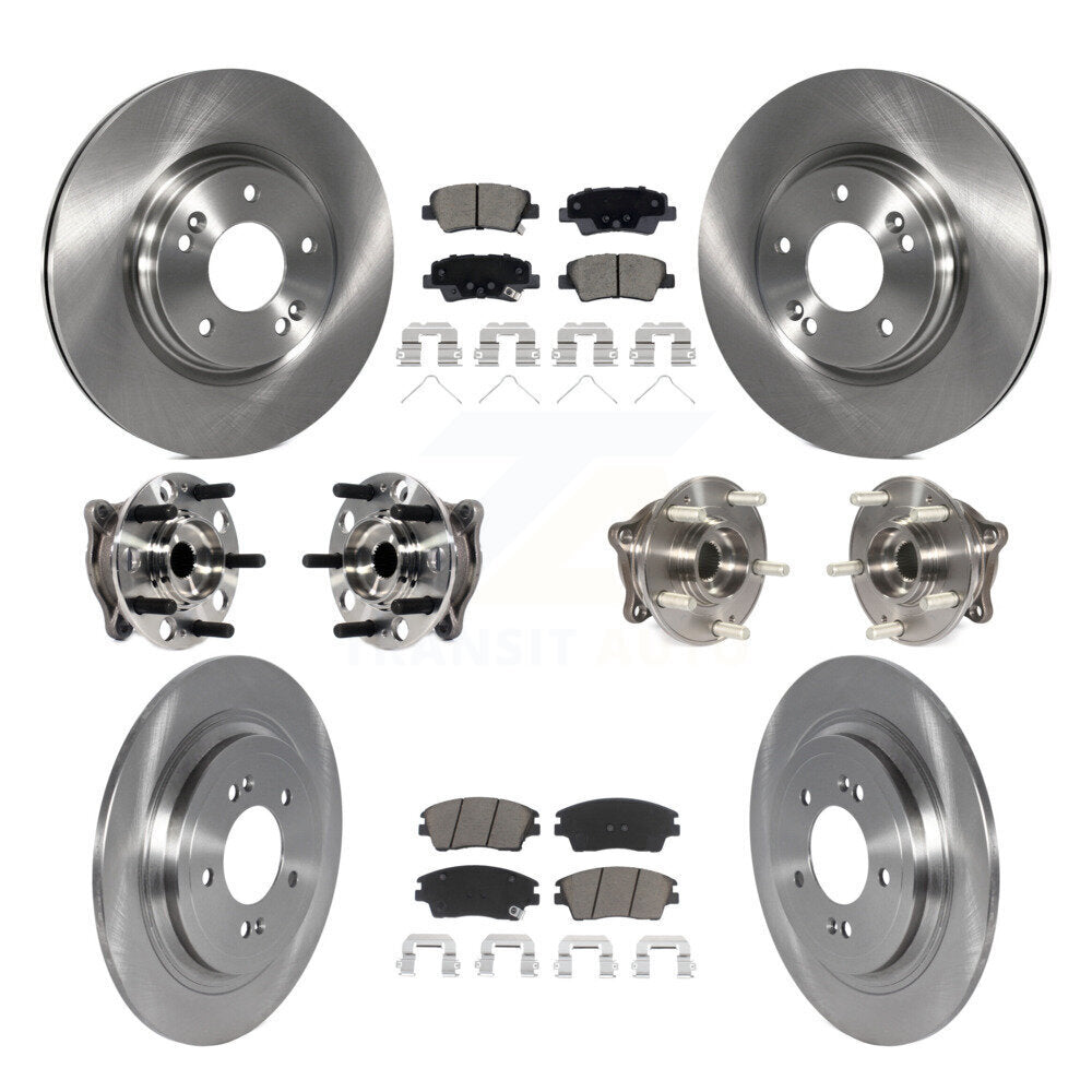 Front Rear Hub Bearing Disc Brake Rotor & Pads Kit (10Pc) For Kia Sportage Hyundai Tucson KBB-123040