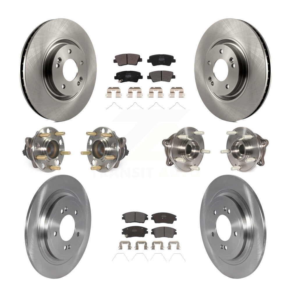 Front Rear Hub Bearing Disc Brake Rotor And Semi-Metallic Pad Kit (10Pc) For Kia Sportage KBB-123043