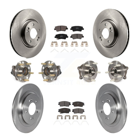 Front Rear Hub Bearing Disc Brake Rotor And Semi-Metallic Pad Kit (10Pc) For Kia Sportage KBB-123043