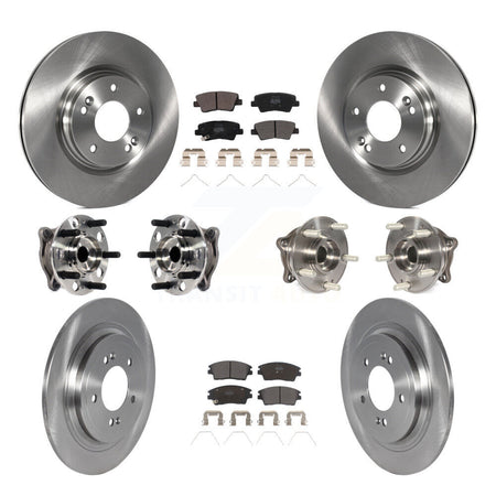 Front Rear Hub Bearing Disc Brake Rotor & Pads Kit (10Pc) For Kia Sportage Hyundai Tucson KBB-123046