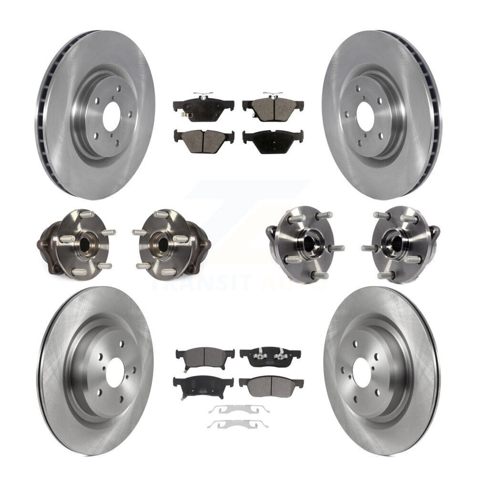 Front Rear Hub Bearings Assembly Disc Brake Rotors And Semi-Metallic Pads Kit (10Pc) For 2019 Subaru Ascent KBB-123048