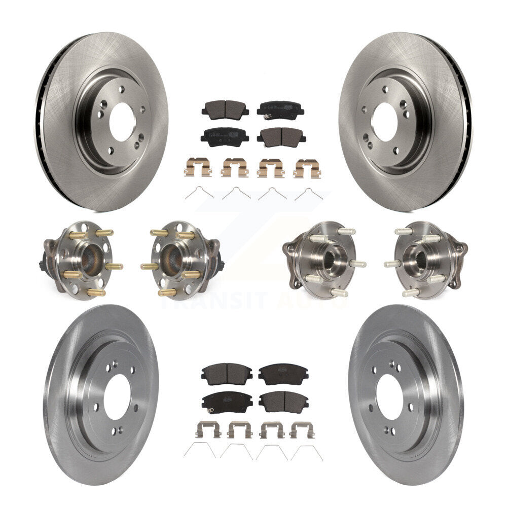 Front Rear Hub Bearings Disc Brake Rotors And Ceramic Pads Kit (10Pc) For Kia Sportage KBB-123052