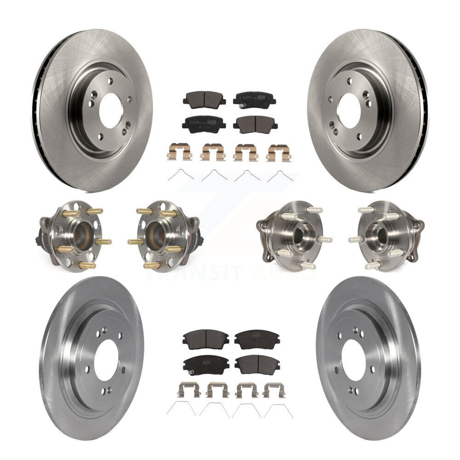 Front Rear Hub Bearings Disc Brake Rotors And Ceramic Pads Kit (10Pc) For Kia Sportage KBB-123052