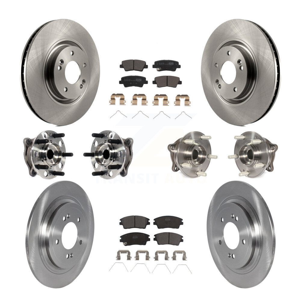 Front Rear Hub Bearings Disc Brake Rotors And Ceramic Pads Kit (10Pc) For Kia Sportage KBB-123053