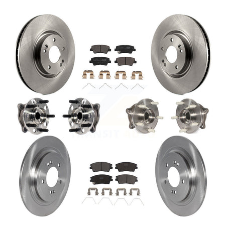 Front Rear Hub Bearings Disc Brake Rotors And Ceramic Pads Kit (10Pc) For Kia Sportage KBB-123053