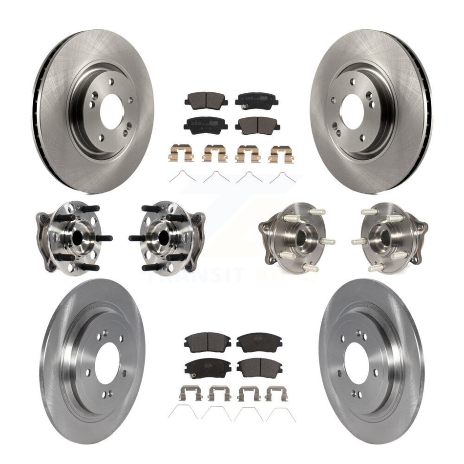 Front Rear Hub Bearings Disc Brake Rotors And Ceramic Pads Kit (10Pc) For Kia Sportage KBB-123053