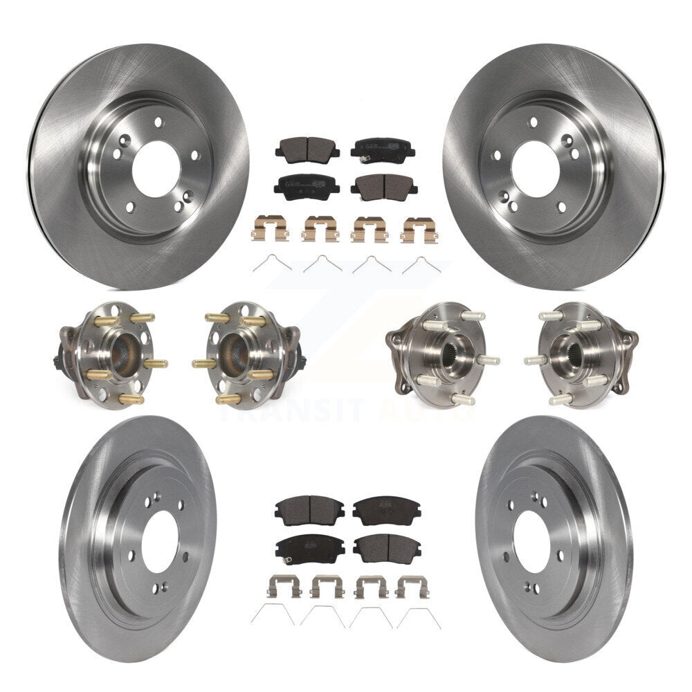 Front Rear Hub Bearing Disc Brake Rotor & Pads Kit (10Pc) For Kia Sportage Hyundai Tucson KBB-123054