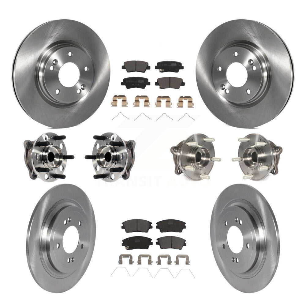 Front Rear Hub Bearing Disc Brake Rotor & Pads Kit (10Pc) For Kia Sportage Hyundai Tucson KBB-123055