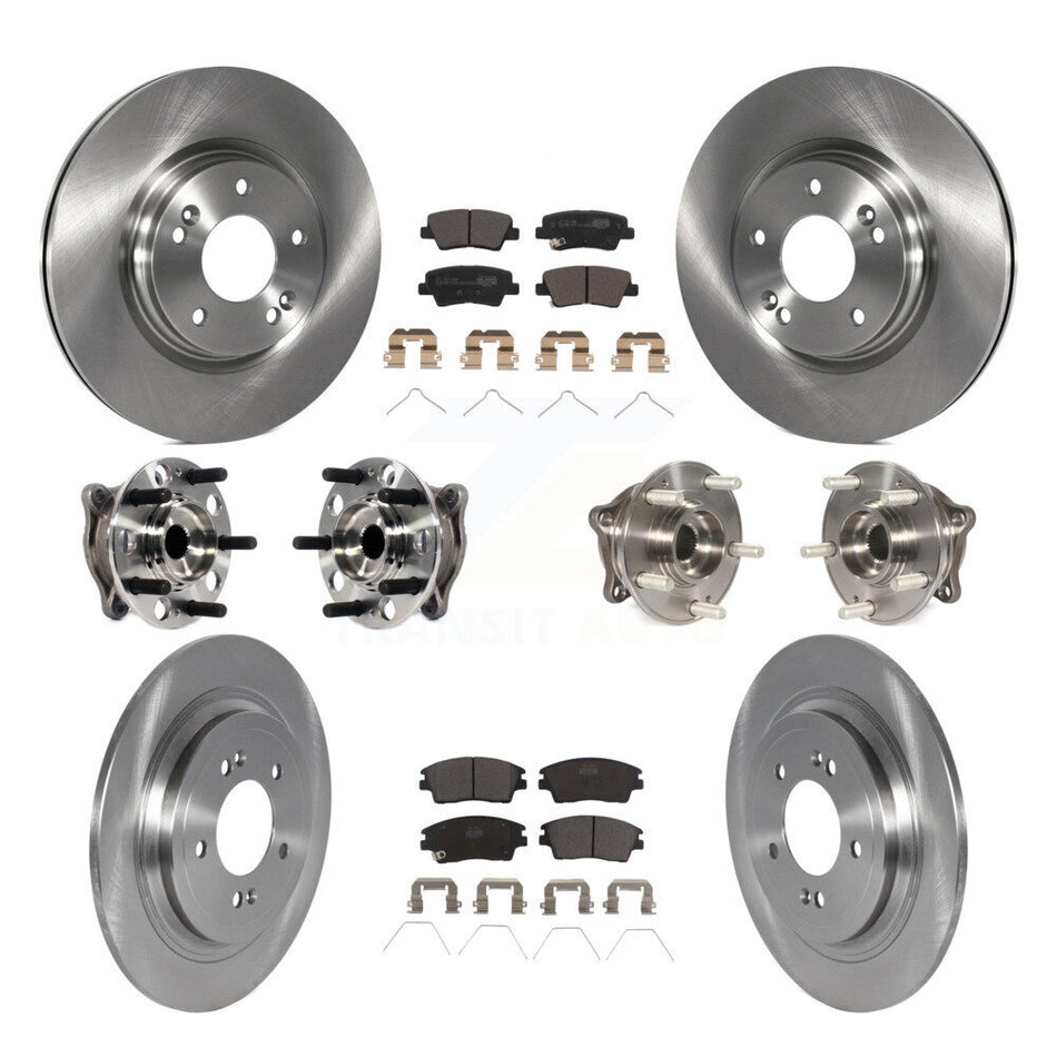 Front Rear Hub Bearing Disc Brake Rotor & Pads Kit (10Pc) For Kia Sportage Hyundai Tucson KBB-123055